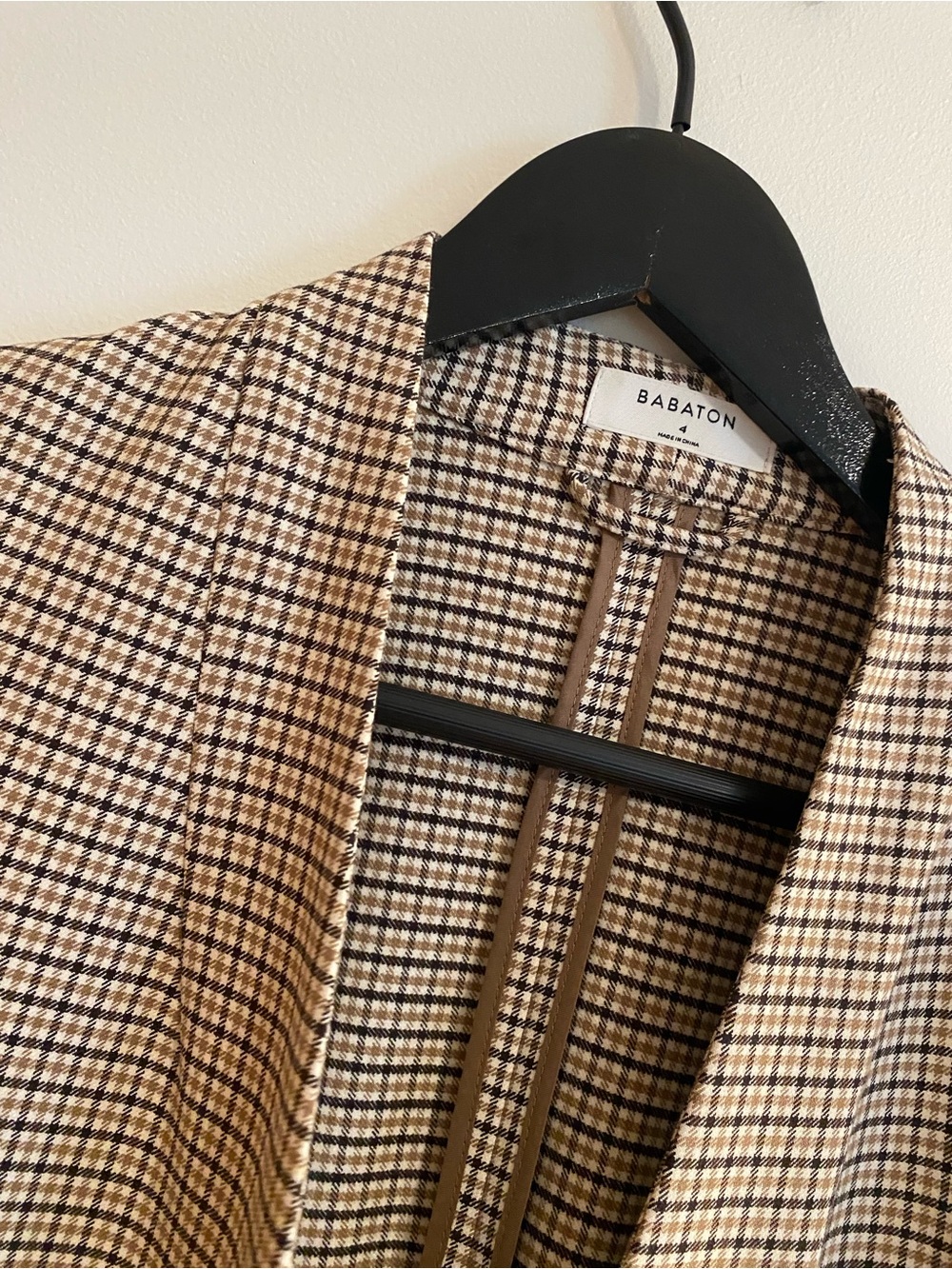 Babaton Oversized Plaid/Gingham Brown Blazer - Picture 4 of 8